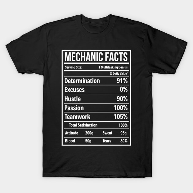 Mechanic Facts  Mechanic T Shirt T-Shirt by Murder By Text